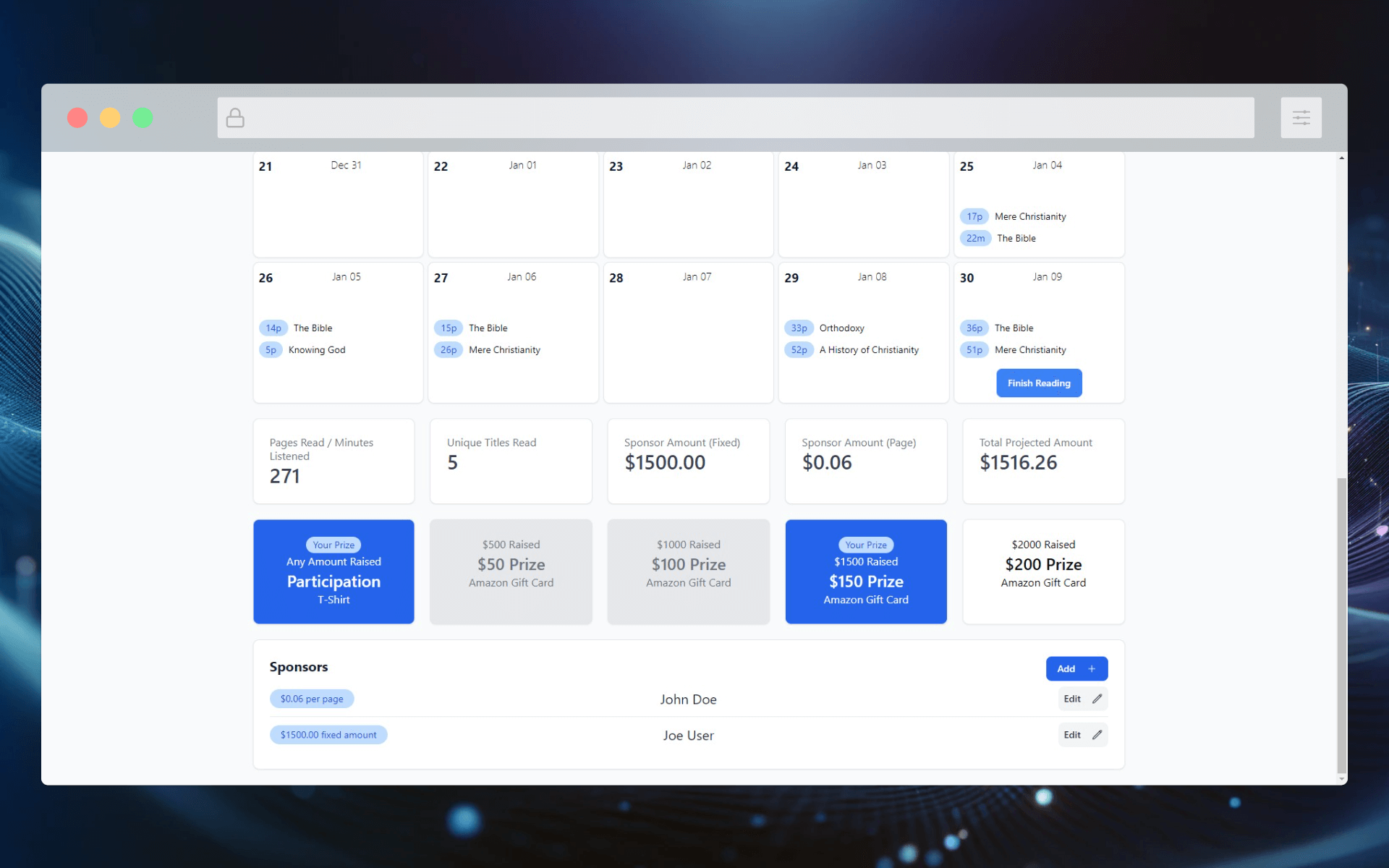 Full-stack Next.js web application for a Read-a-Thon